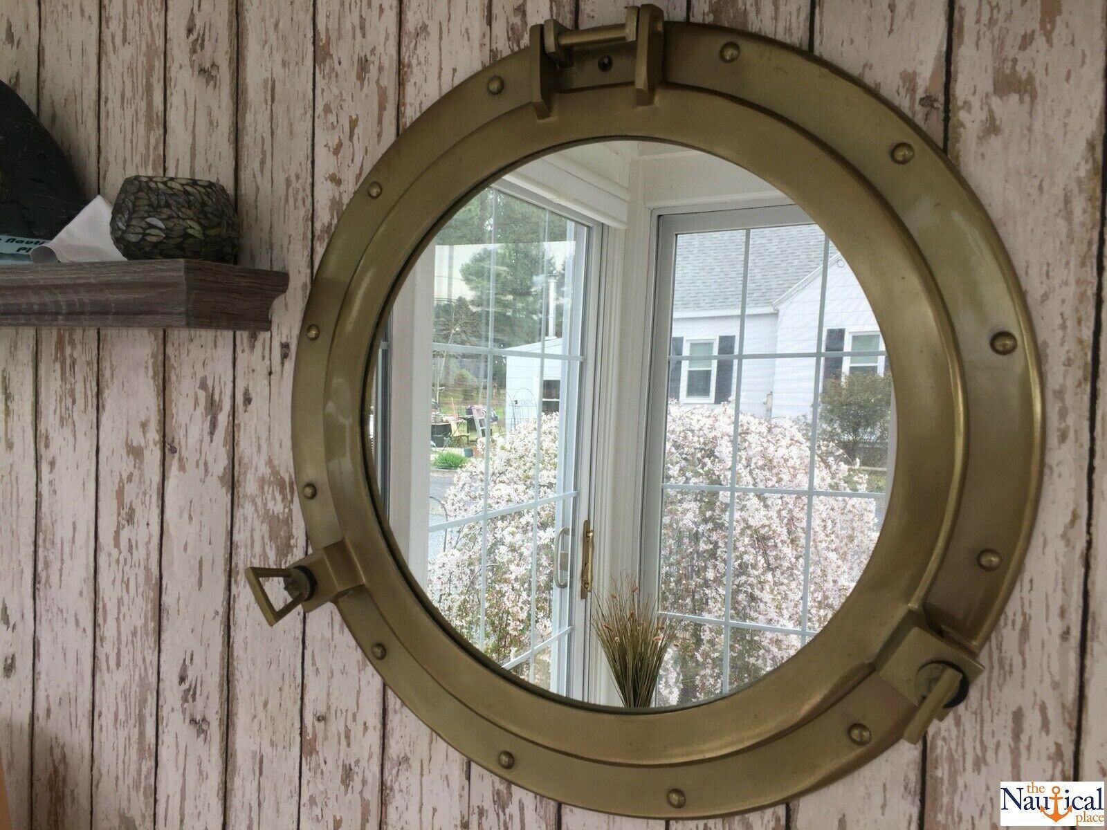 20" Porthole Mirror – Antique Brass Finish – Nautical Wall Decor Regarding Antique Brass Wall Mirrors (View 11 of 15)