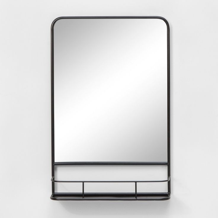 20"X30" Pharmacy Mirror With Metal Shelf Black – Threshold™ | Unique Within Matte Black Metal Wall Mirrors (View 6 of 15)
