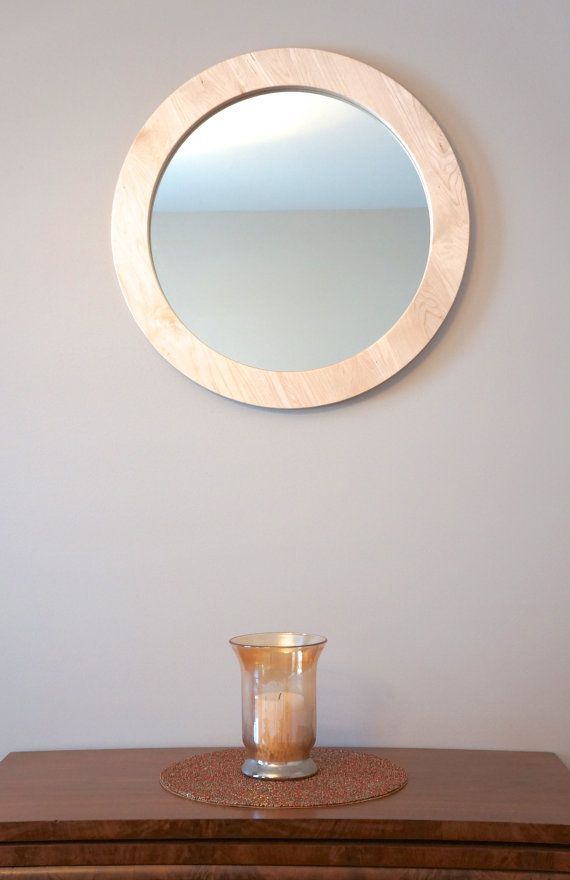 24 Round Wall Mirror Handmade Solid Maplemushenowoodworking, $225 Within Stitch White Round Wall Mirrors (View 14 of 15)