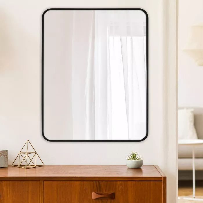 24" X 30" Rectangular Decorative Wall Mirror With Rounded Corners For Matte Black Metal Rectangular Wall Mirrors (View 4 of 15)