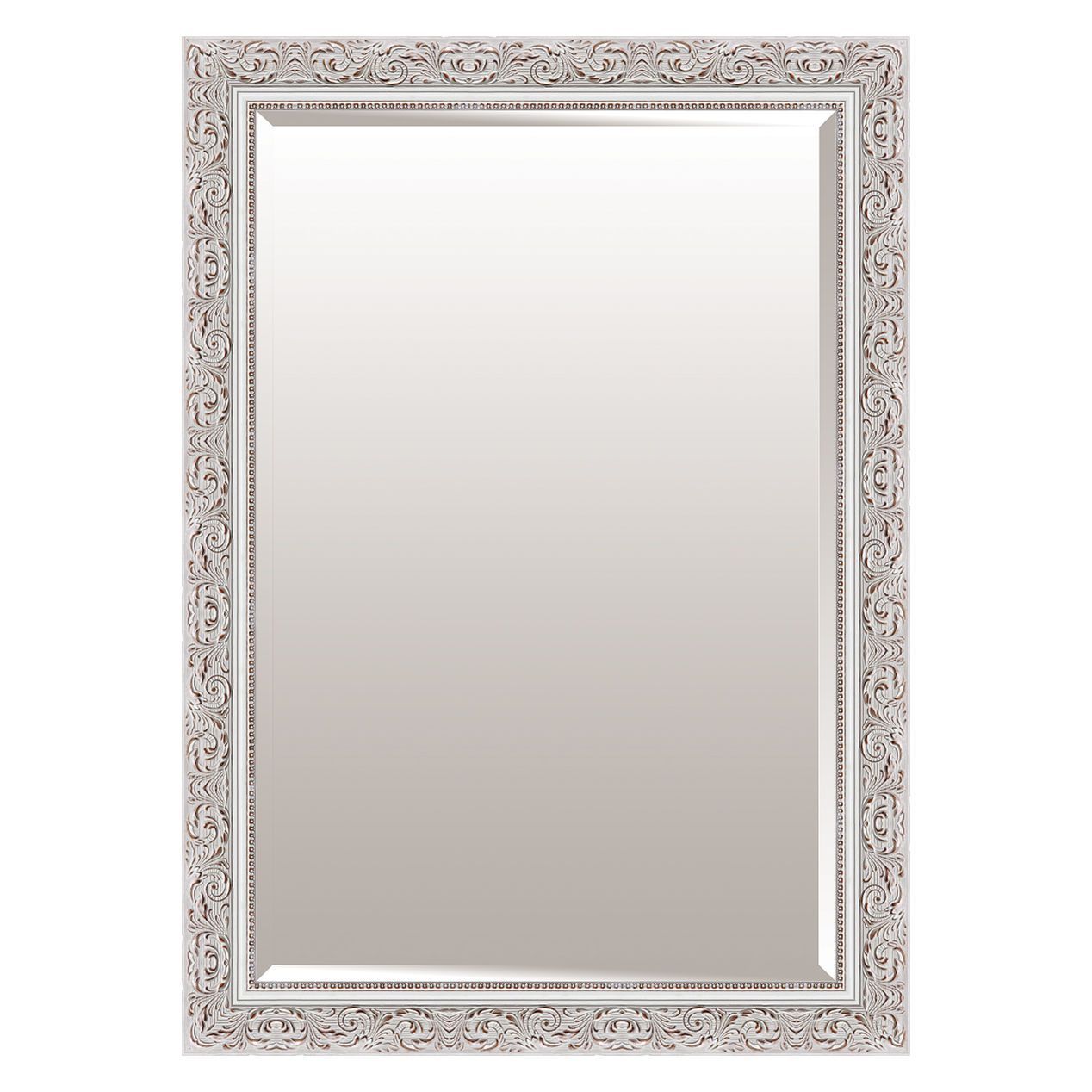 24 X 36 In Antique White Scroll Beaded Mirror – At Home | Beaded Mirror For Silver Beaded Square Wall Mirrors (View 5 of 15)