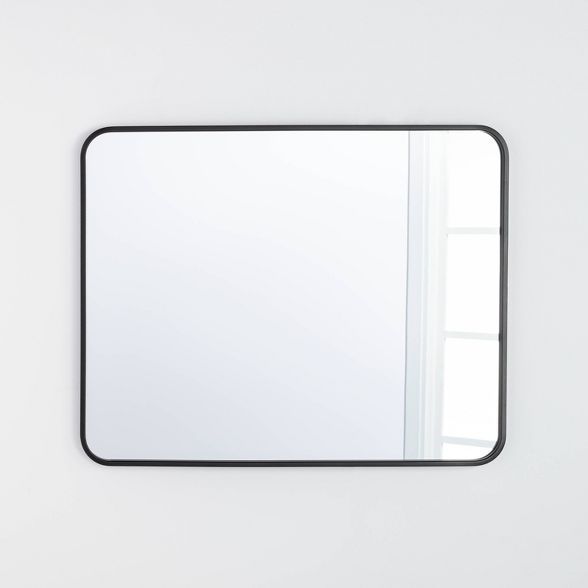 24" X 36" Rectangular Decorative Mirror With Rounded Corners Black Regarding Rounded Edge Rectangular Wall Mirrors (View 8 of 15)