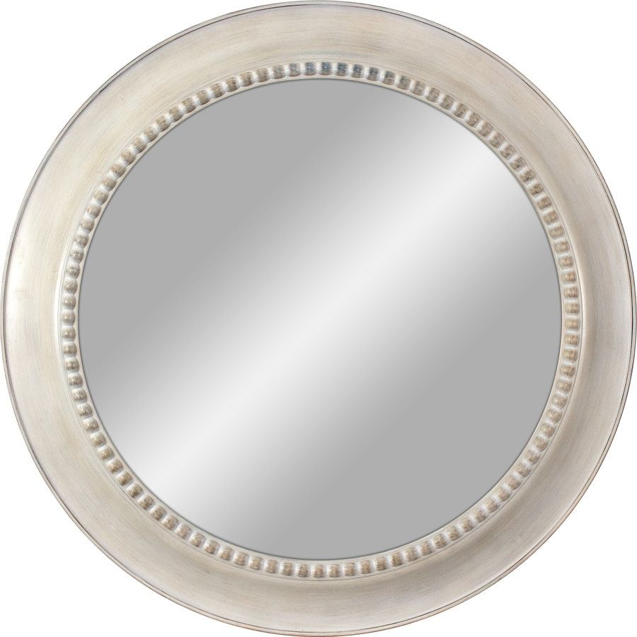 30 In L X 30 In W White Polished Round Wall Mirror At Lowes With White Porcelain And Chrome Wall Mirrors (View 14 of 15)