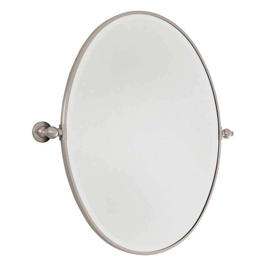 32 Inch Large Brushed Nickel Oval Mirror With Regard To Brushed Nickel Octagon Mirrors (View 15 of 15)