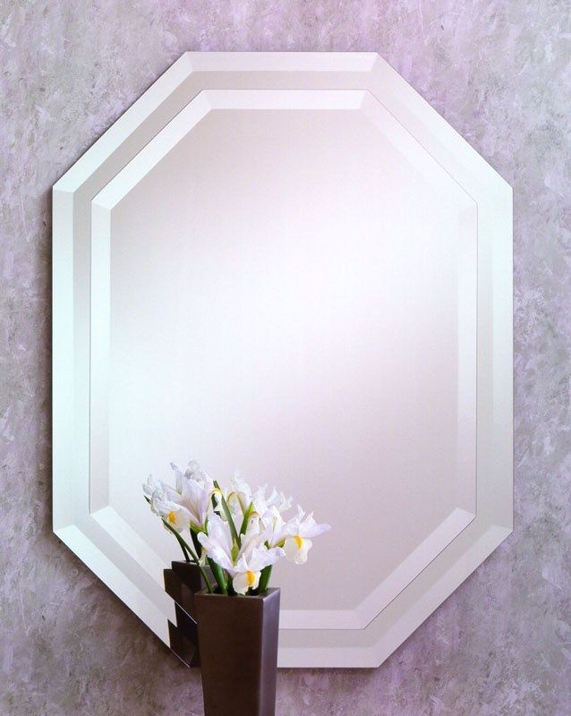 321 – Octagon Beveled Frameless Mirror On Mirror Overlay – Kentwood Intended For Double Crown Frameless Beveled Wall Mirrors (View 6 of 15)