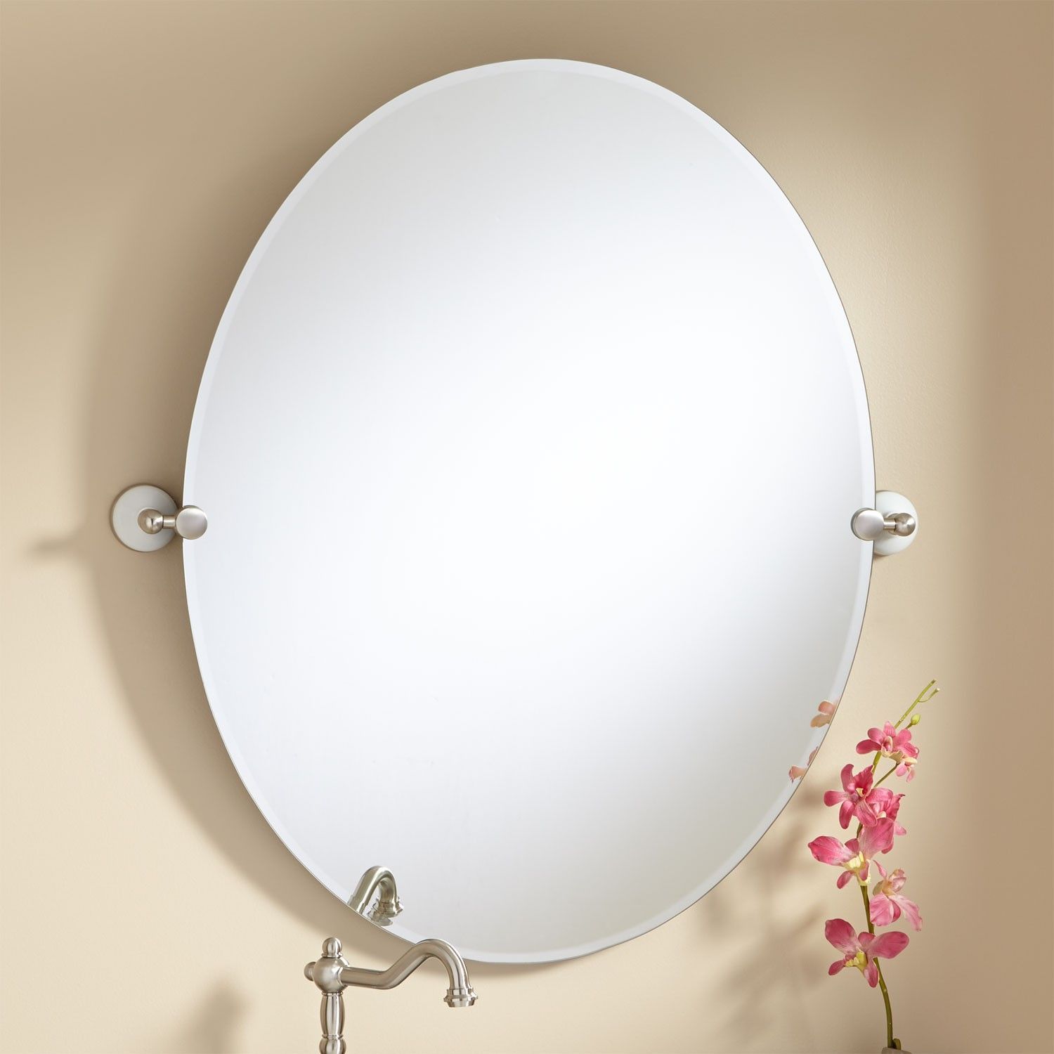 36" Houston Oval Tilting Mirror | Mirror, Decorative Bathroom Mirrors Intended For Ceiling Hung Satin Chrome Oval Mirrors (View 1 of 15)