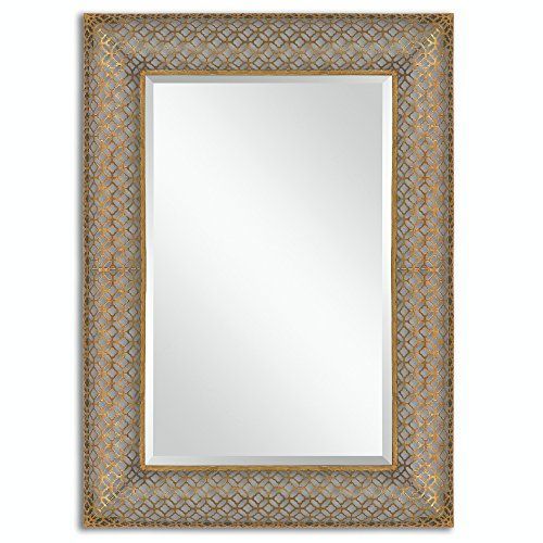 3625 Fabriano Rectangular Beveled Wall Mirror With Gold Leaf Stamped Regarding Gold Curved Wall Mirrors (View 13 of 15)
