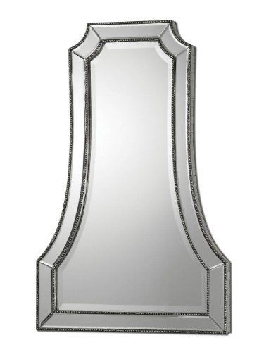 40 Antiqued Champagne Silver Framed Beveled Arch Wall Mirror *** Read Within Silver Beaded Arch Top Wall Mirrors (View 4 of 15)