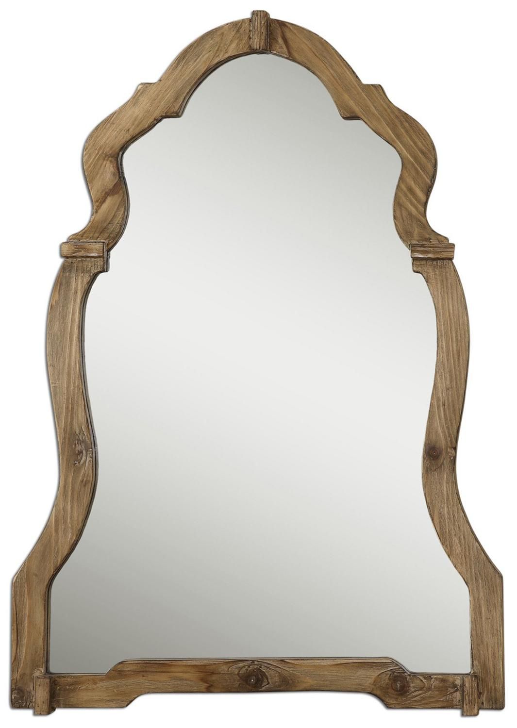 43" Elegant Light Walnut Brown Curved Wooden Wall Mirror – Walmart Within Walnut Wall Mirrors (View 9 of 15)