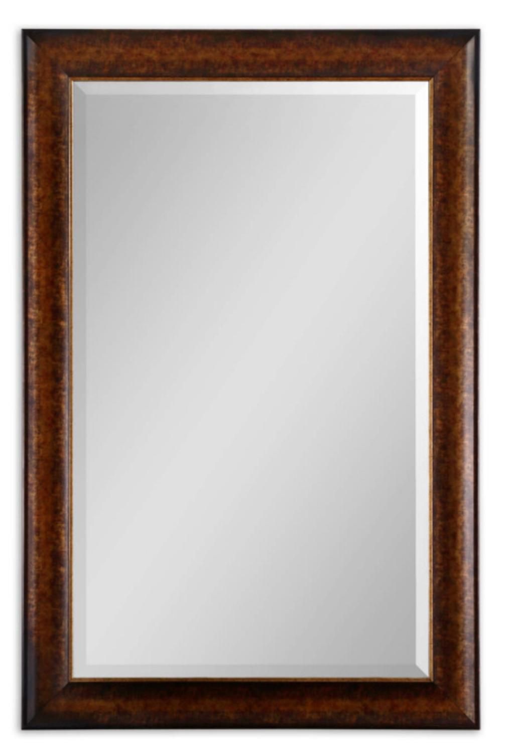 58" Rustic Bronze With Silver Tones Framed Beveled Rectangular Wall Regarding Silver Beveled Wall Mirrors (View 11 of 15)