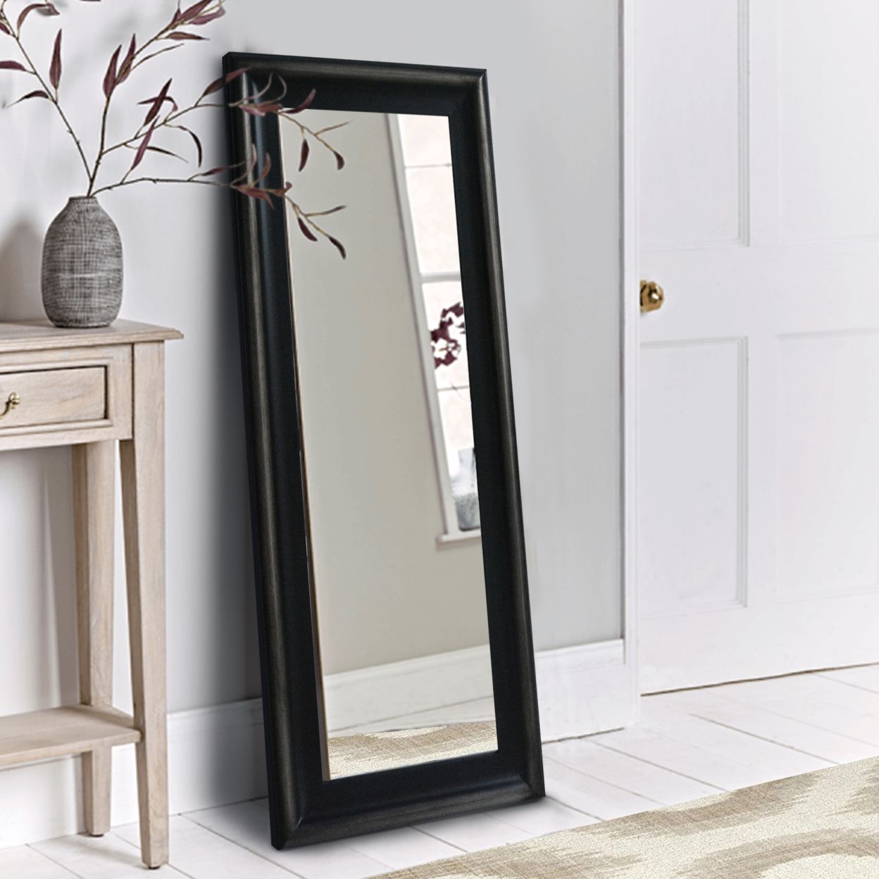 67 Inch Leaning Full Length Floor Mirror With Molded Wooden Framework Within Full Length Floor Mirrors (View 1 of 15)