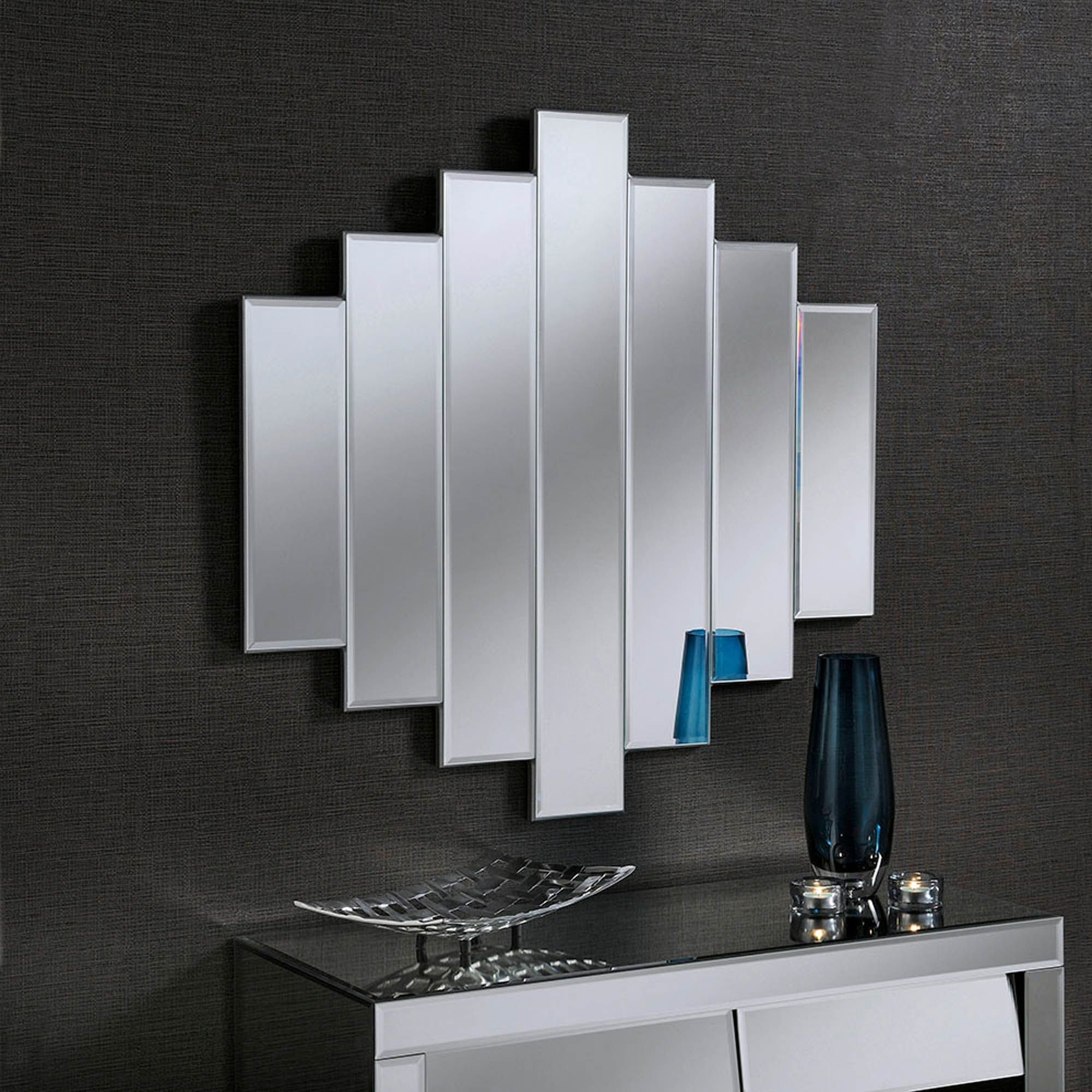 7 Panel Contemporary Mirror | Wall Mirror Pertaining To Round Modern Wall Mirrors (View 15 of 15)