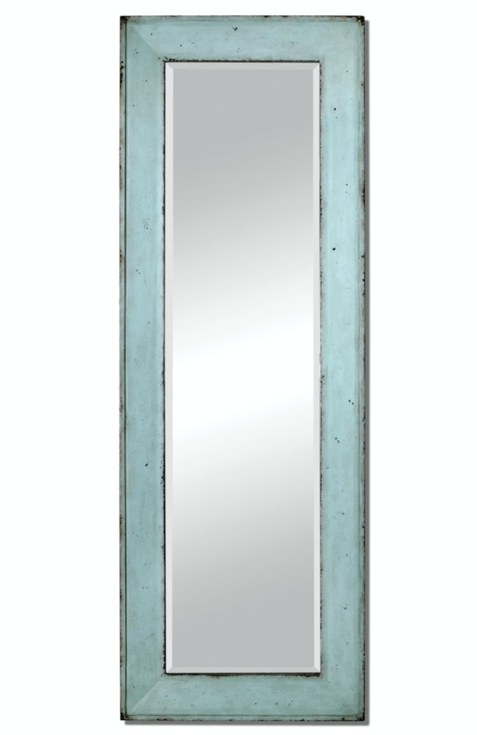 75" Beveled Rectangular Wall Mirror With Light Blue Distressed Pine Throughout Tropical Blue Wall Mirrors (View 6 of 15)