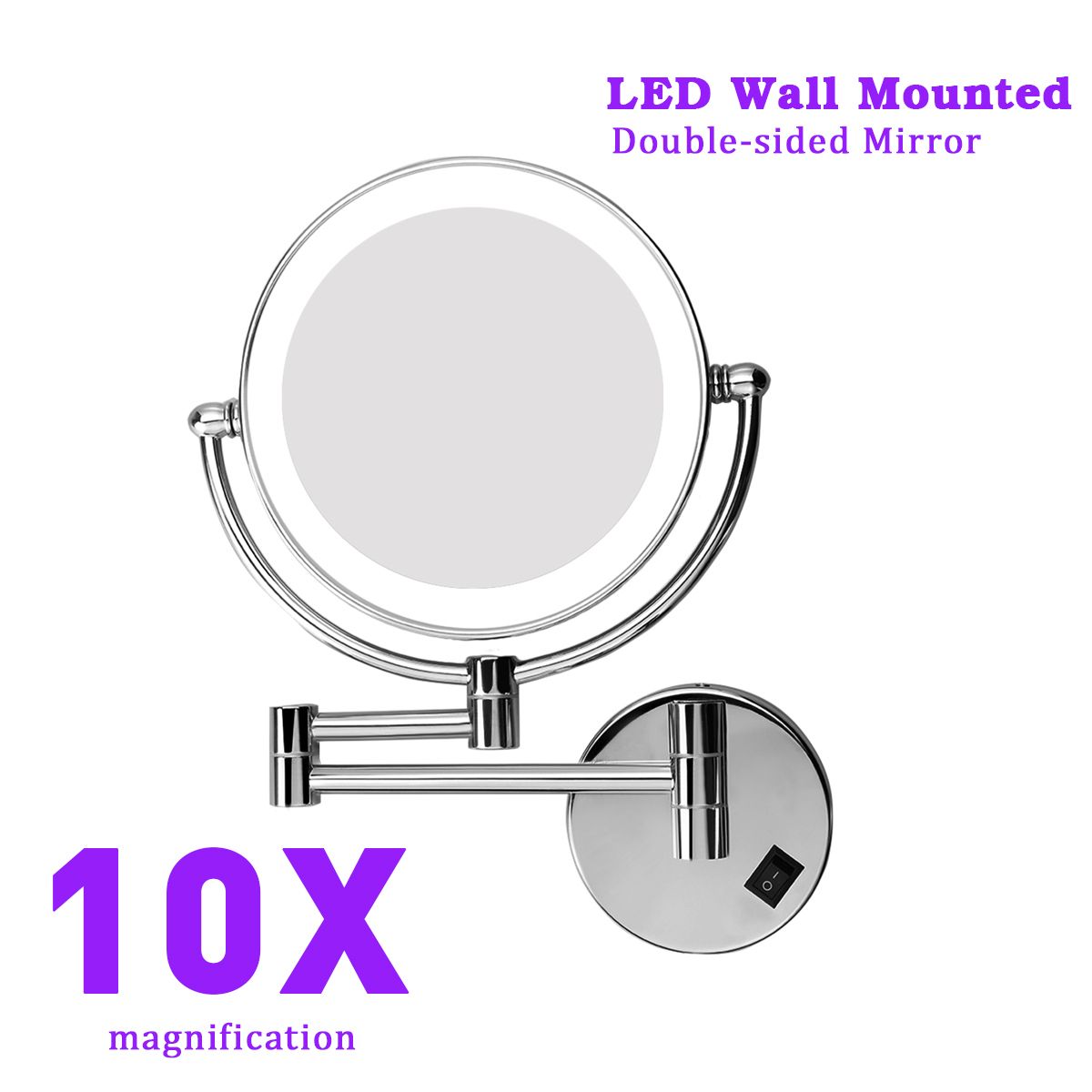 8 Inch Two Sided Led Swivel Lighted Wall Mount Makeup Mirror With 10X Intended For Led Lighted Makeup Mirrors (View 7 of 15)