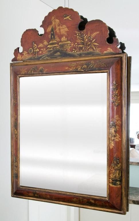 A Rare Red Chinoiserie Lacquer Wall Mirror, English, Circa 1700 For Red Wall Mirrors (View 7 of 15)