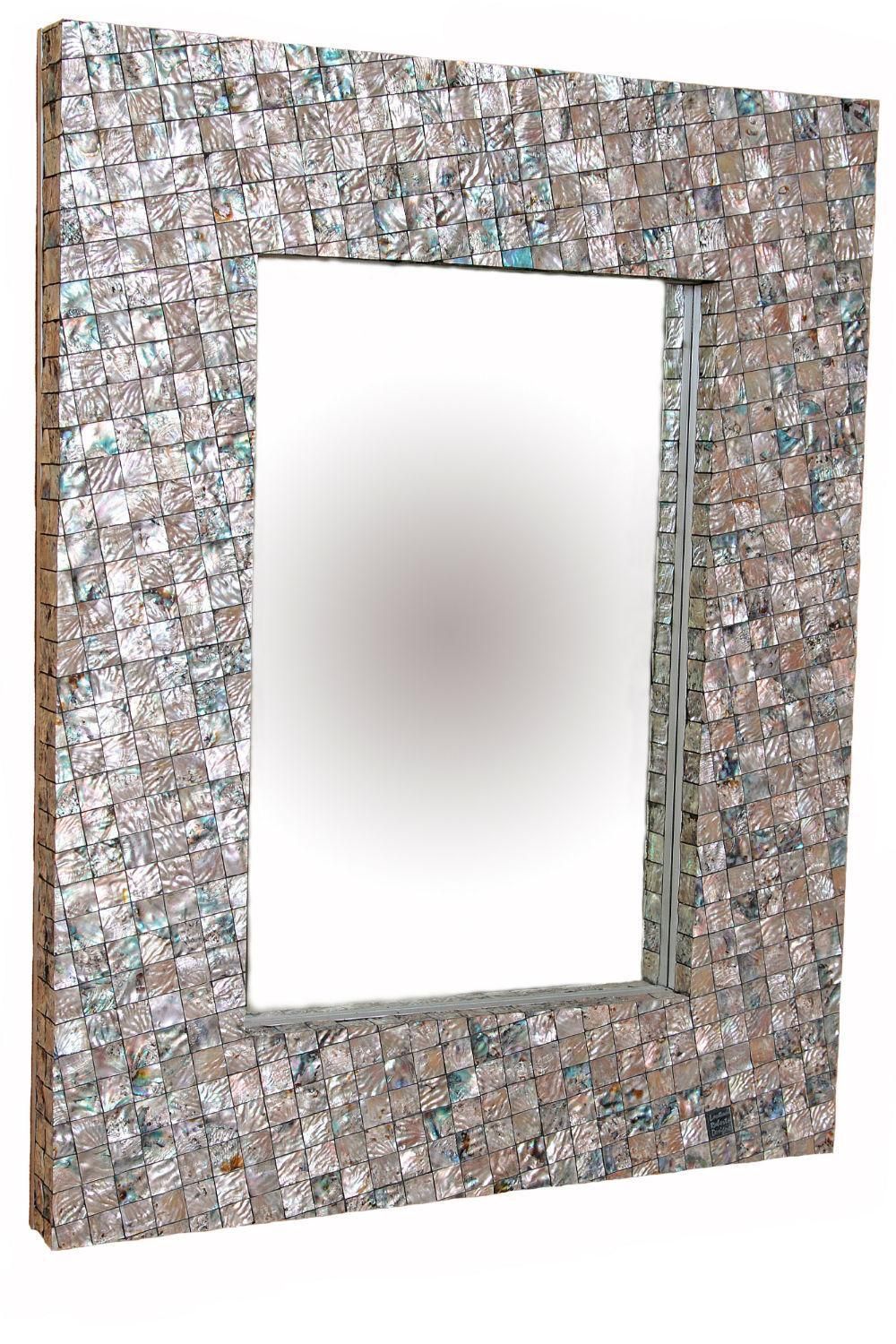 Abalone Shell Rectangular Mirror | Mirror, Shell Mosaic, Rectangular Mirror With Regard To Shell Mosaic Wall Mirrors (View 2 of 15)