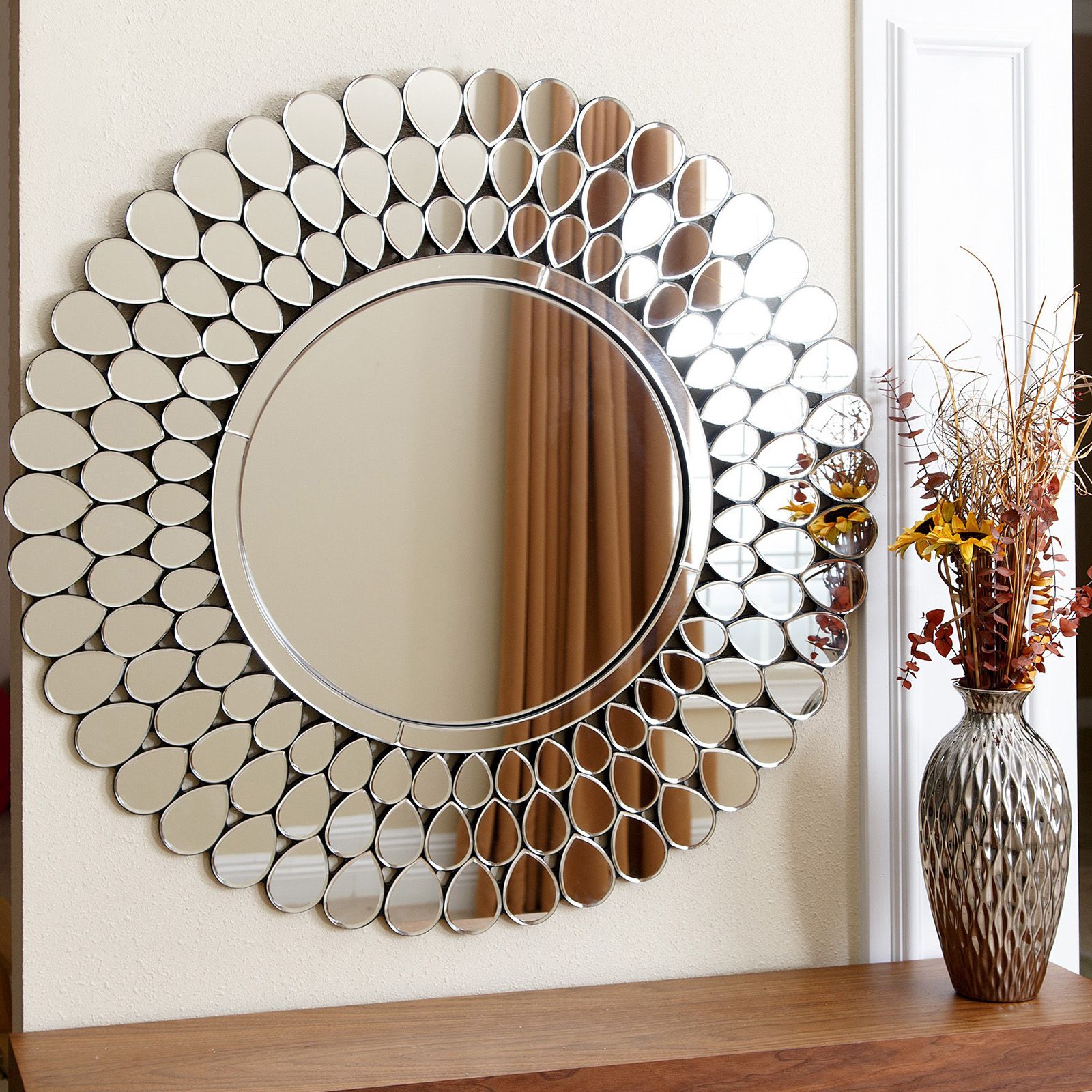 Abbyson Living Reagan Round Wall Mirror – Mirrors At Hayneedle In Jagged Edge Round Wall Mirrors (View 14 of 15)