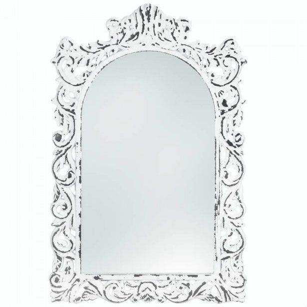 Accent Plus Distressed White Ornate Wall Mirror – Walmart – Walmart Regarding White Wall Mirrors (Photo 15 of 15)