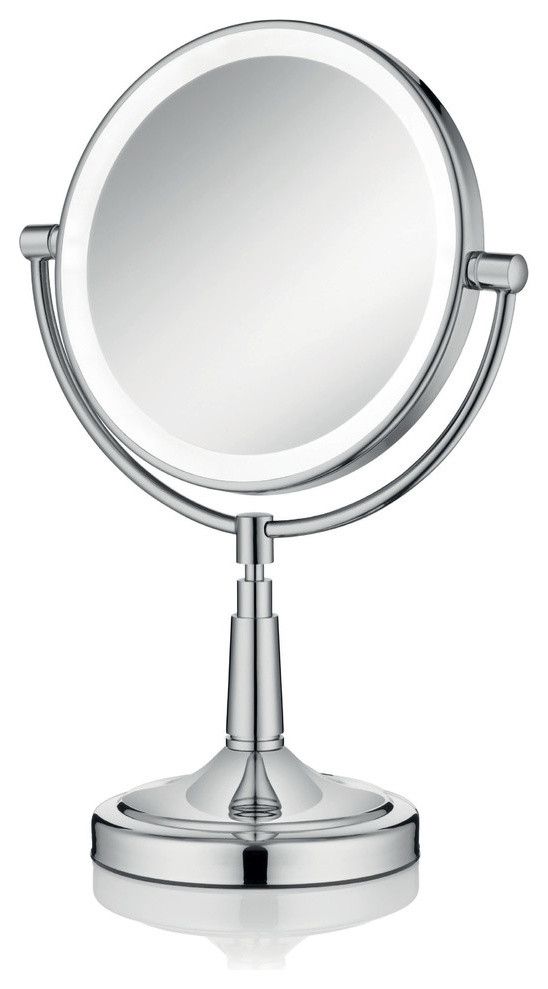 Afina 5X Round Led Lighted Table Top Magnifying Mirror – Contemporary Regarding Round Backlit Led Mirrors (View 1 of 15)