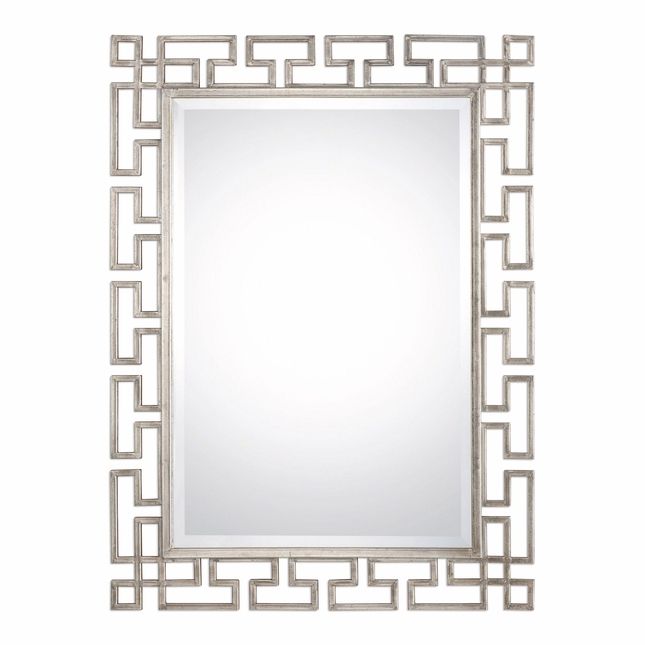 Agata Hand Forged Metal Silver Wall Mirror With Modern Geometric Frame Throughout Geometric Wall Mirrors (View 5 of 15)