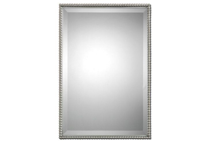 Albany Rectangle Wall Mirror, Nickel $289 A Lot Of Beading | Mirror Intended For Brushed Nickel Rectangular Wall Mirrors (View 8 of 15)