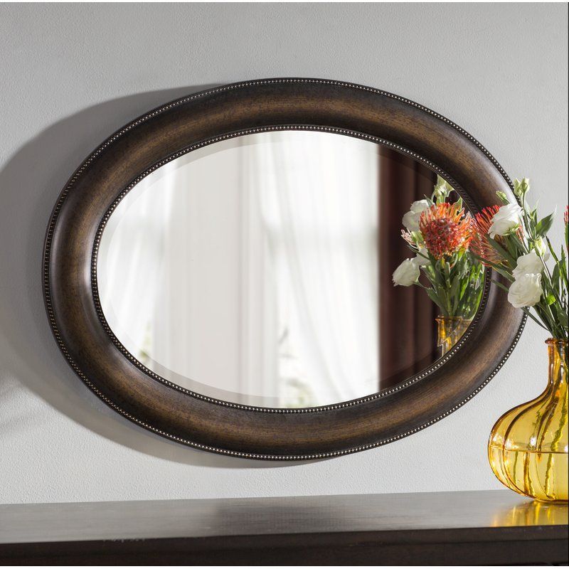 Alcott Hill Traditional Beveled Distressed Accent Mirror & Reviews In Distressed Black Round Wall Mirrors (View 1 of 15)