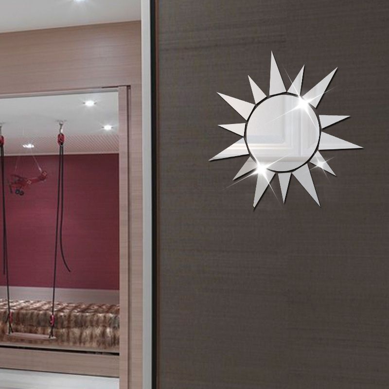 Aliexpress : Buy 15Pcs Acrylic Round Sun Decorative Mirror Wall Regarding Round Bathroom Wall Mirrors (View 11 of 15)