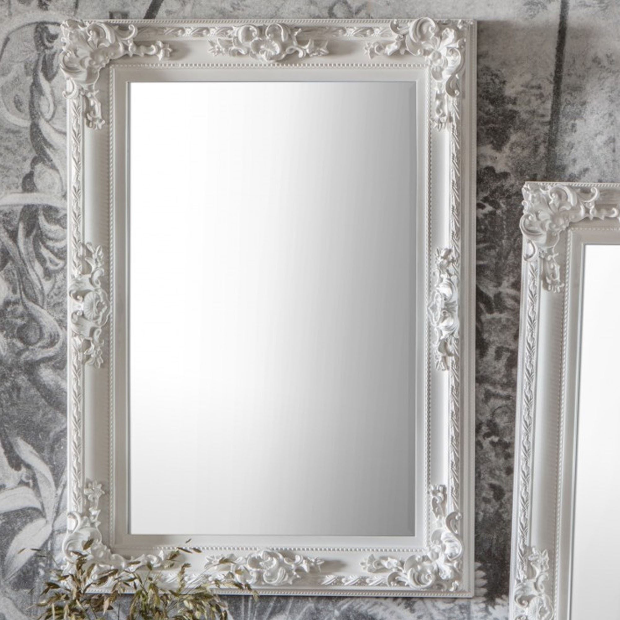 Altori Antique French Style Rectangle Mirror White | Ornate Mirror Throughout Natural Iron Rectangular Wall Mirrors (View 13 of 15)