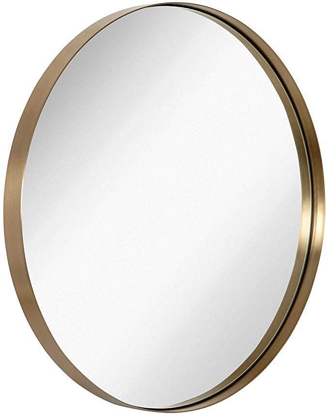 Amazon: Hamilton Hills Contemporary Brushed Metal Gold Wall Mirror For Brushed Gold Wall Mirrors (View 2 of 15)