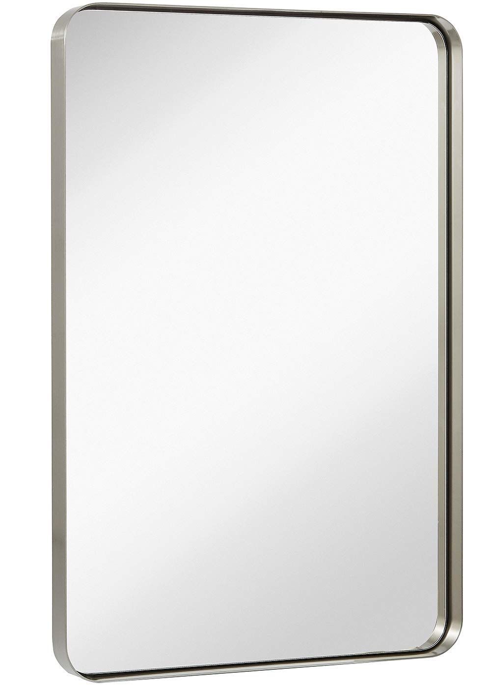 Amazon: Hamilton Hills Contemporary Brushed Metal Wall Mirror Inside Drake Brushed Steel Wall Mirrors (View 1 of 15)