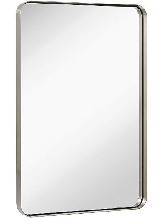 Amazon: Hamilton Hills Contemporary Brushed Metal Wall Mirror Inside Ultra Brushed Gold Rectangular Framed Wall Mirrors (View 8 of 15)