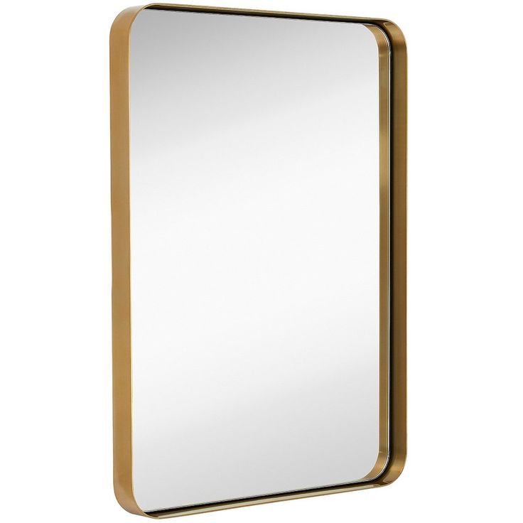 Amazon: Hamilton Hills Contemporary Brushed Metal Wall Mirror Within Brushed Gold Wall Mirrors (View 8 of 15)