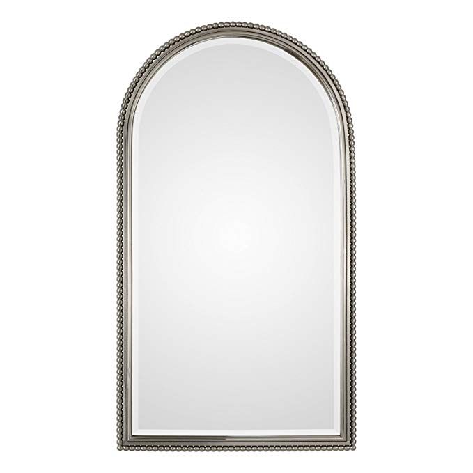 Amazon: My Swanky Home Luxe Beaded Silver Arch Metal Wall Mirror Within Metallic Silver Framed Wall Mirrors (View 10 of 15)