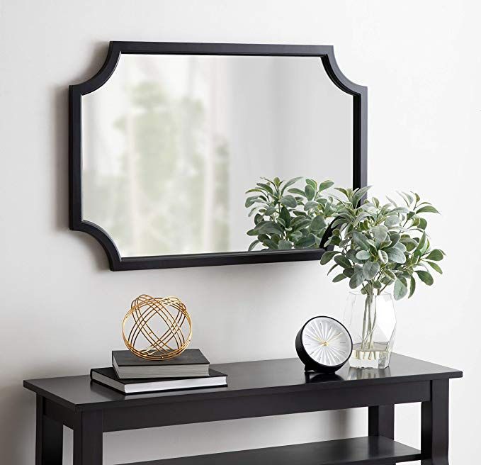 Amazonsmile: Kate And Laurel Hogan Scallop Corners Wood Framed Mirror For Black Wood Wall Mirrors (View 9 of 15)