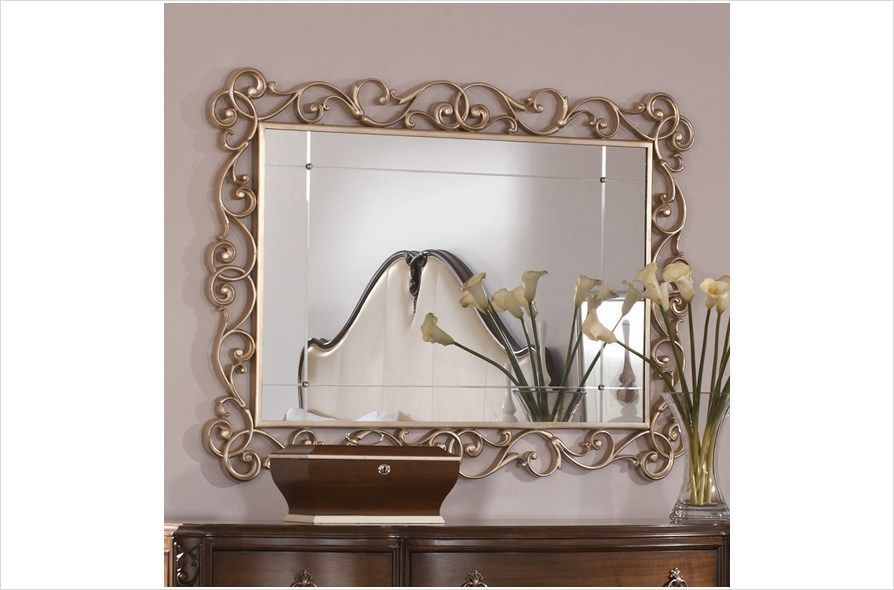 American Drew 908 040 – Jessica Mcclintock Couture Rectangular Silver Regarding Ring Shield Gold Leaf Wall Mirrors (View 2 of 15)
