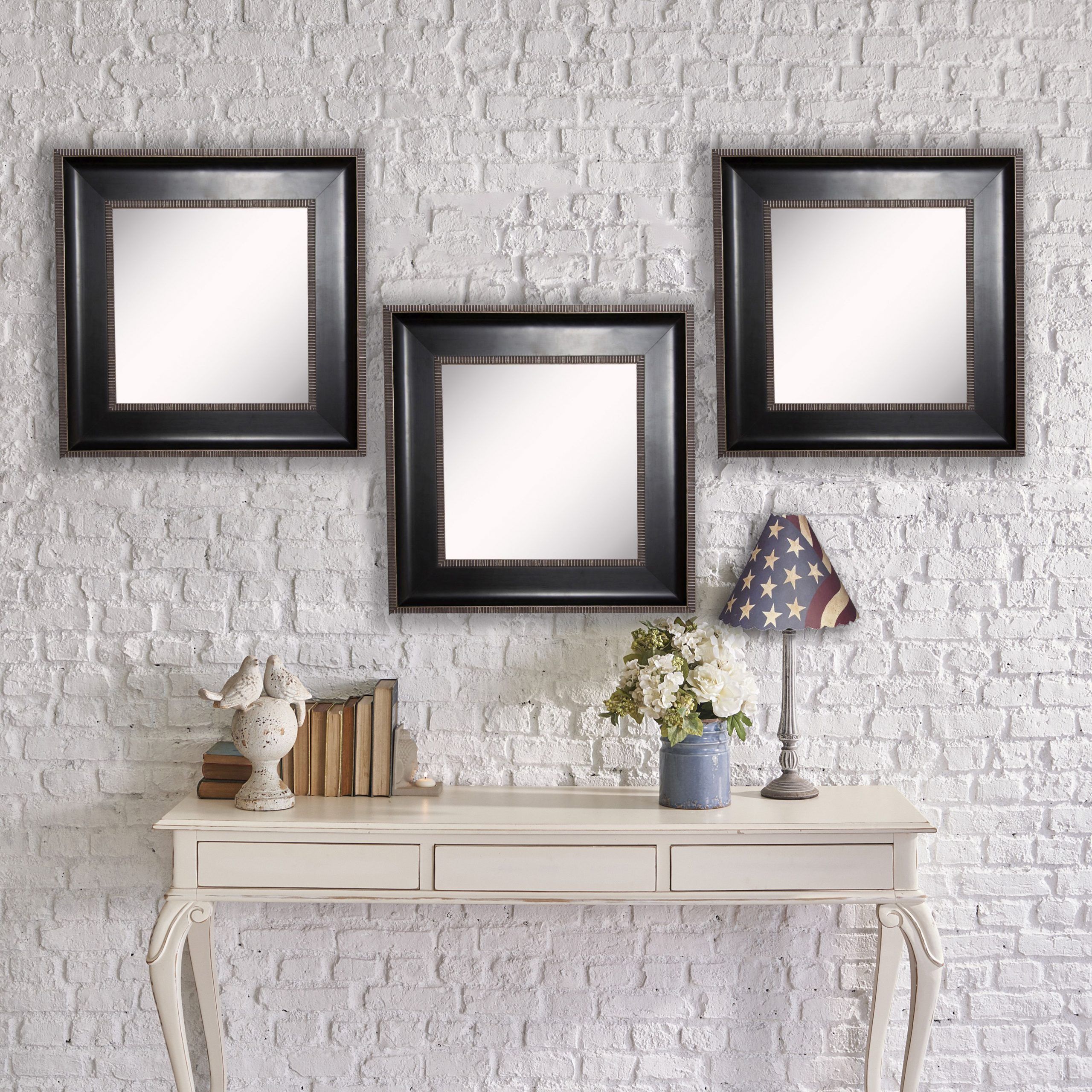 American Made Rayne Black With Silver Trim Square Wall Mirror (S008Ms Throughout Matte Black Square Wall Mirrors (View 13 of 15)