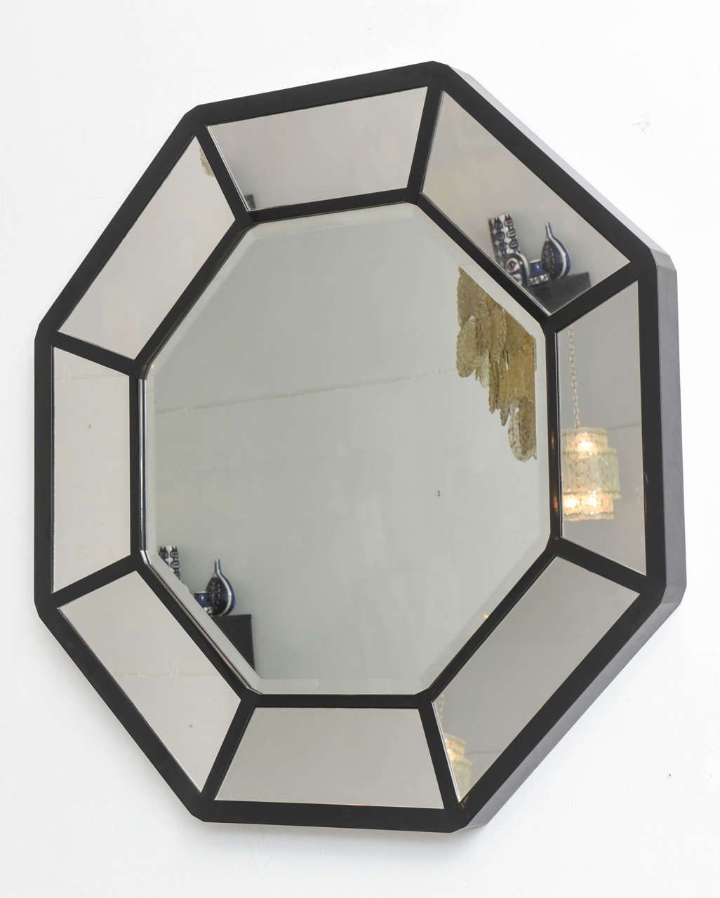 American Modern Black Lacquer Octagonal Mirror, Karl Springer At 1Stdibs In Matte Black Octagonal Wall Mirrors (View 4 of 15)