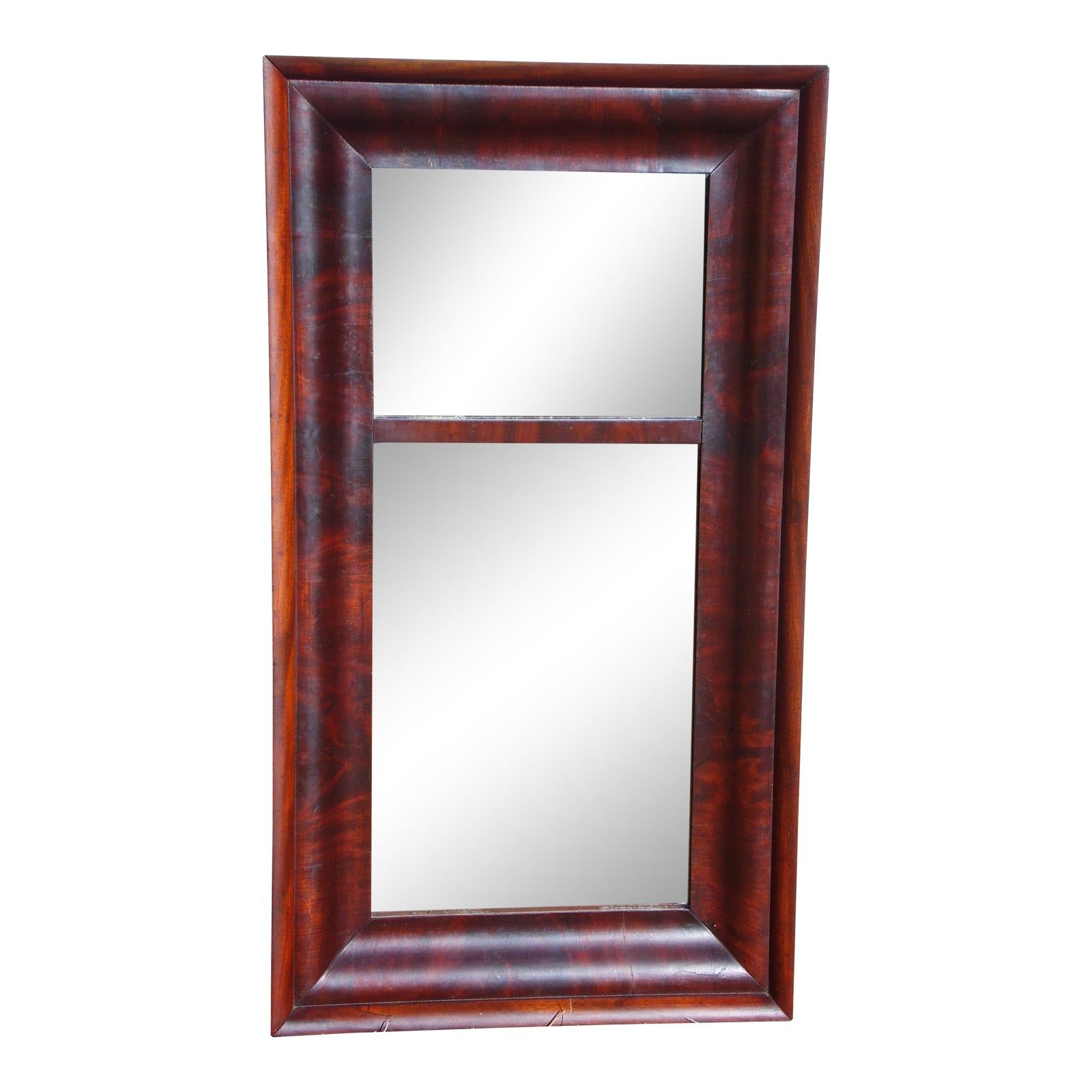 Antique 19Th C. American Empire Flame Mahogany Framed Ogee Wall Mirror Intended For Dark Mahogany Wall Mirrors (Photo 14 of 15)
