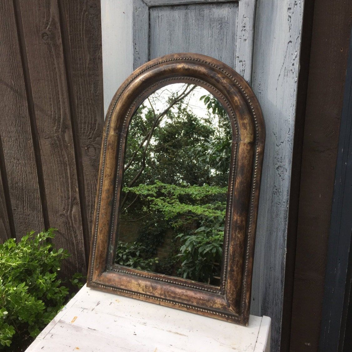 Antique Arched Top Wall Mirror Bronze Vintage Mirror Tuscan With Regard To Gold Arch Top Wall Mirrors (View 9 of 15)