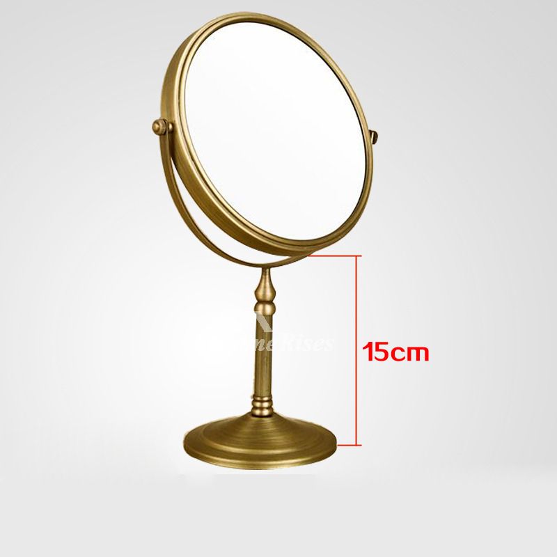 Antique Brass/Polished Brass Makeup Mirror Free Standing 3X Throughout Sunburst Standing Makeup Mirrors (View 5 of 15)