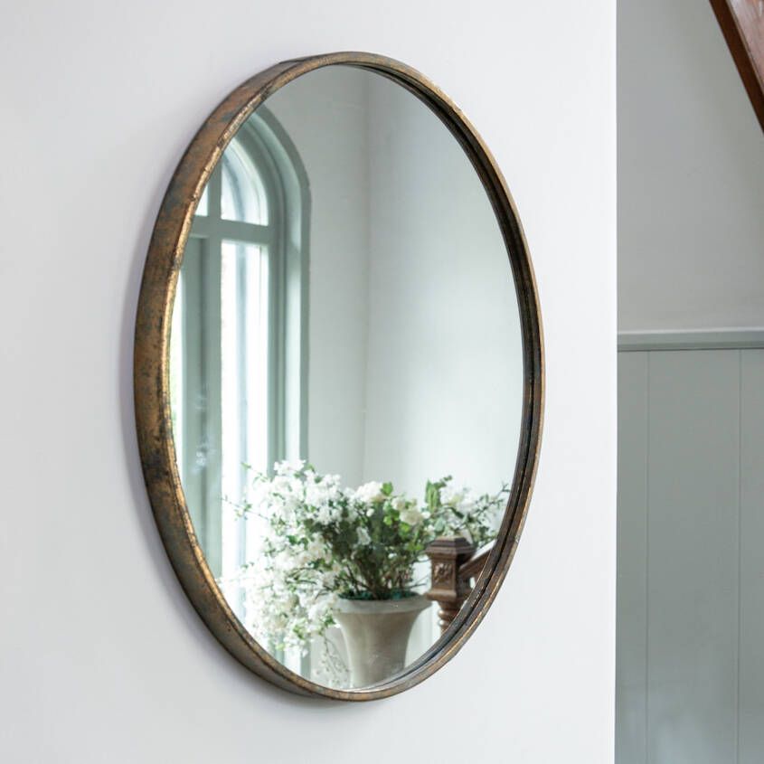 Antique Brass Round Mirrorlime Tree London | Notonthehighstreet In Antique Iron Round Wall Mirrors (View 10 of 15)