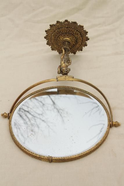 Antique French Country Style Vanity Mirror W/ Bronze Gold Gilded Metal Within Aged Silver Vanity Mirrors (View 11 of 15)