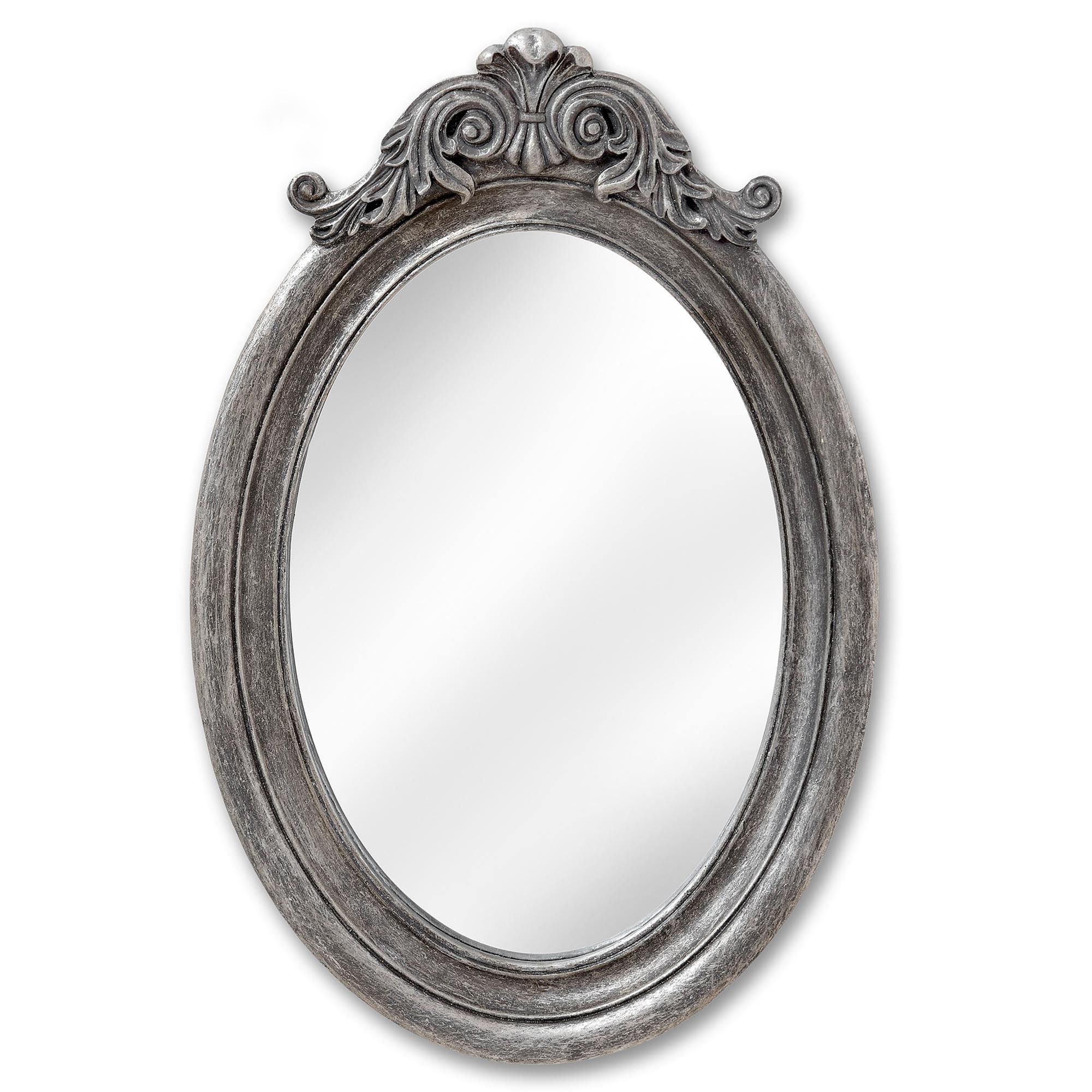 Antique French Style Silver Oval Wall Mirror | Homesdirect365 For Antiqued Silver Quatrefoil Wall Mirrors (View 7 of 15)