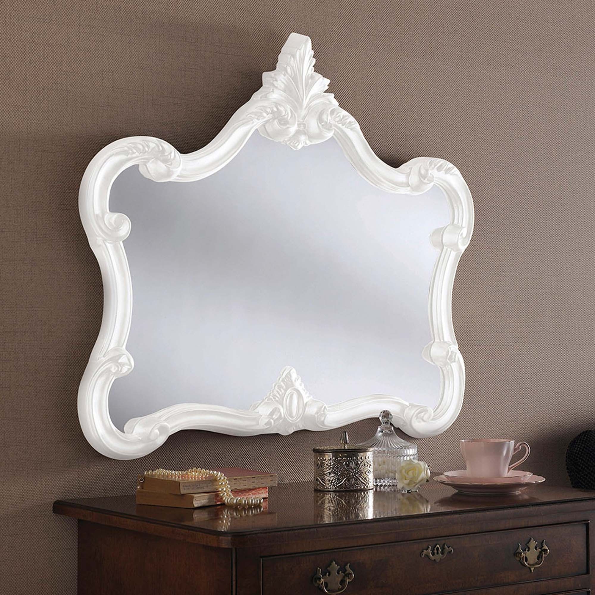 Antique French Style White Ornate Wall Mirror | Wall Mirrors Regarding Antiqued Glass Wall Mirrors (View 6 of 15)