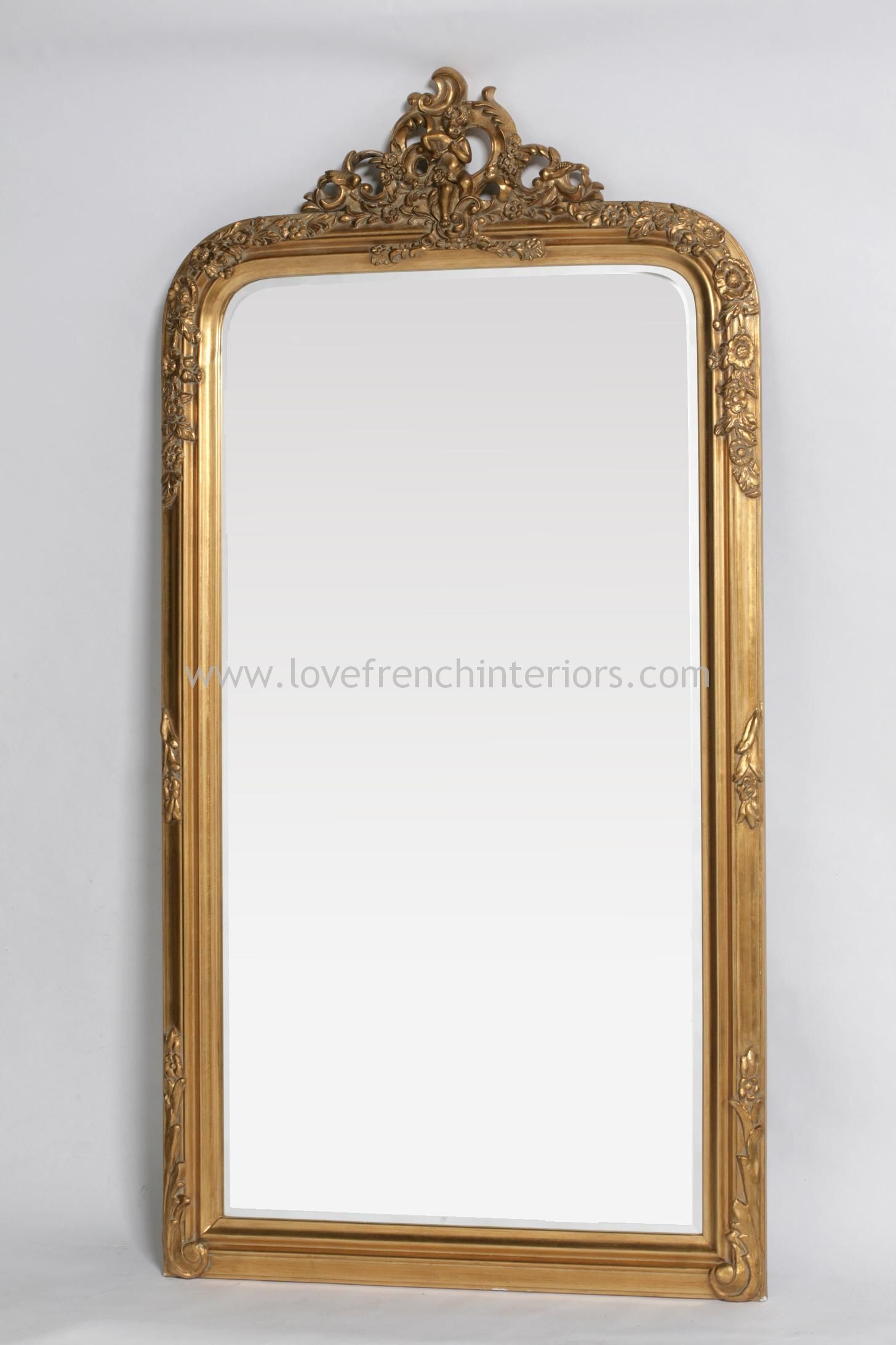 Antique Gold Floor Standing Mirror With Crest Within Antiqued Bronze Floor Mirrors (View 5 of 15)