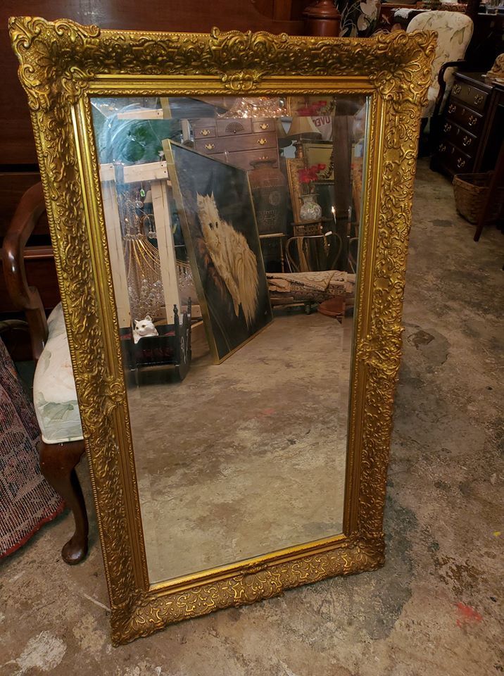 Antique Gold Gilded Mirror – Beveled – 21 X 37 – Wonderful Condition Pertaining To Antique Gold Scallop Wall Mirrors (View 7 of 15)
