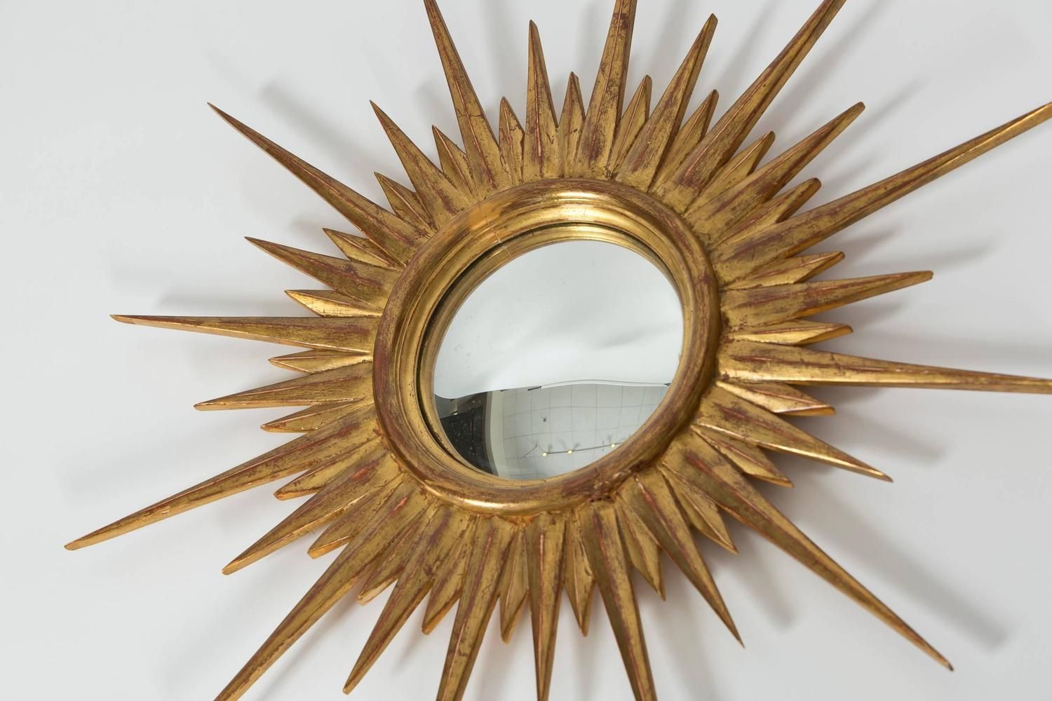 Antique Gold Leaf Sunburst Mirror At 1Stdibs Throughout Ring Shield Gold Leaf Wall Mirrors (View 9 of 15)