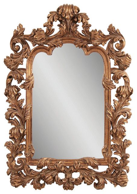 Antique Gold Ornamental Wall Mirror – Eclectic – Mirrors  Carolina Within Antique Gold Scallop Wall Mirrors (View 10 of 15)