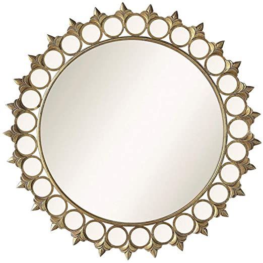 Antique Gold Round Decoritive Wall Mirror, Diameter 31 Inches, Carved With Antique Silver Round Wall Mirrors (View 11 of 15)