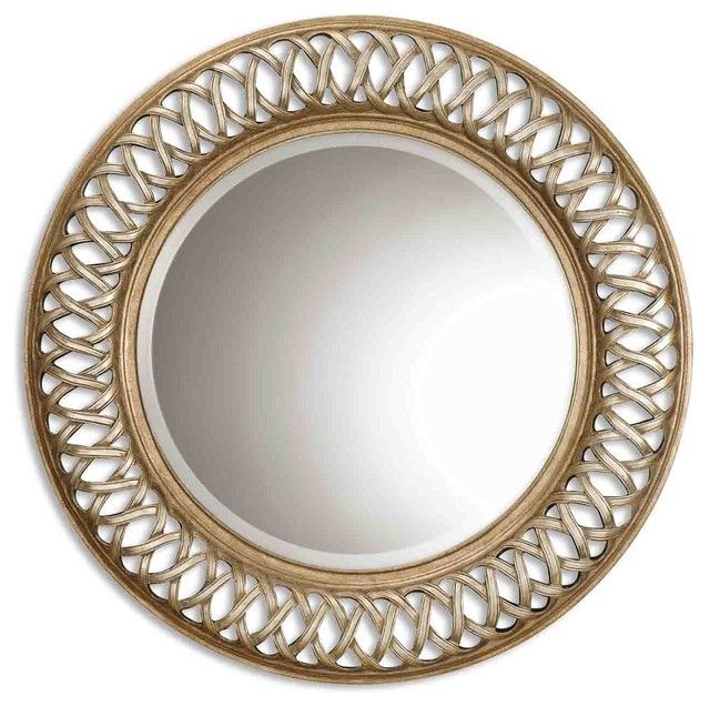 Antique Silver Leaf, Gold Leaf Entwined Round Mirror With Woven Look Inside Gold Metal Framed Wall Mirrors (View 5 of 15)